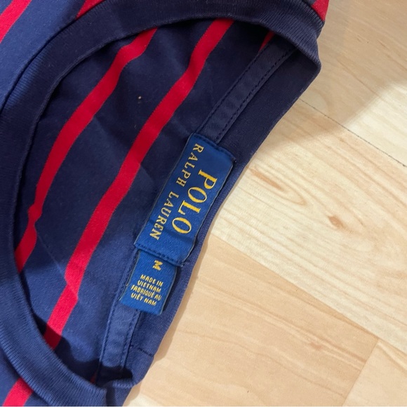 Polo by Ralph Lauren Men's Navy and Red long Striped Shirt Size Medium - Picture 4 of 5
